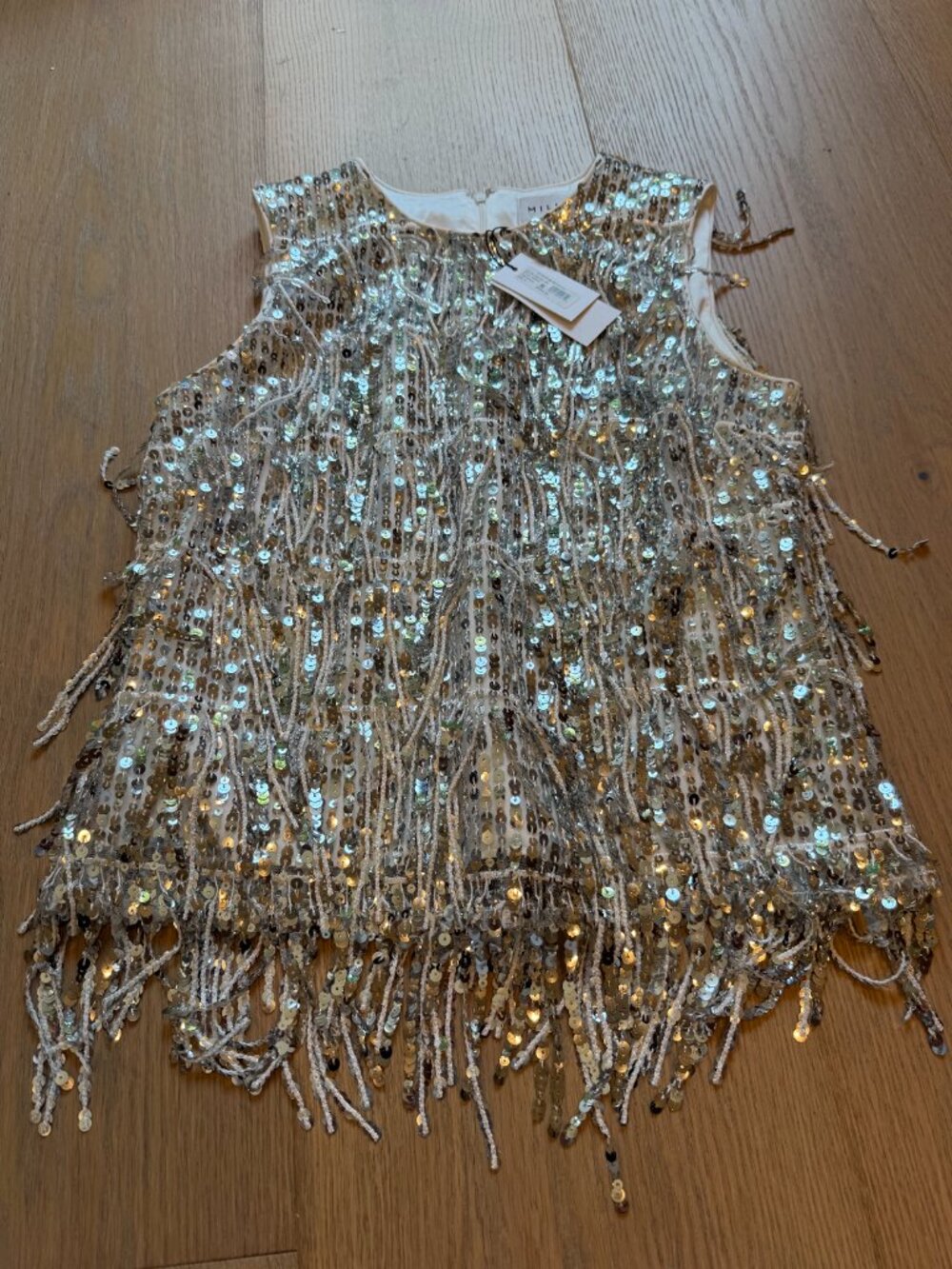 Milly "Royce & Roxanne" Silver Sequin Fringe Matching Set - Top (S) & Midi Skirt - Picture 5 of 15